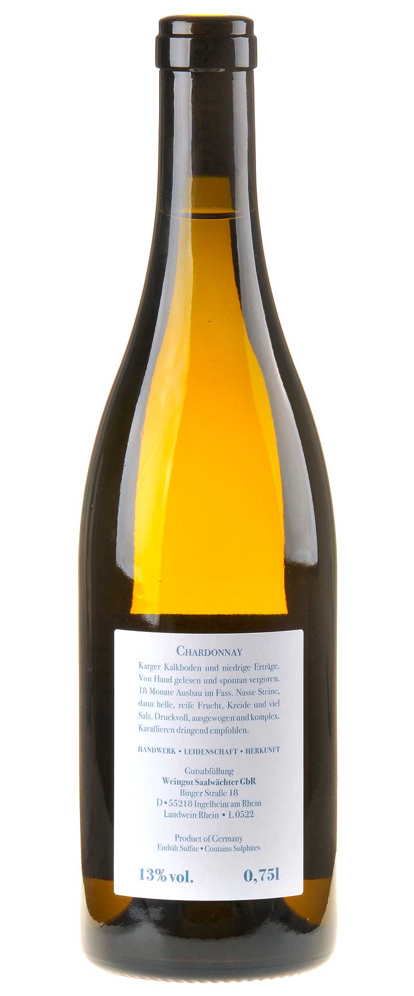 Bild Carsten Saalwächter Chardonnay 2022 Rücketikett