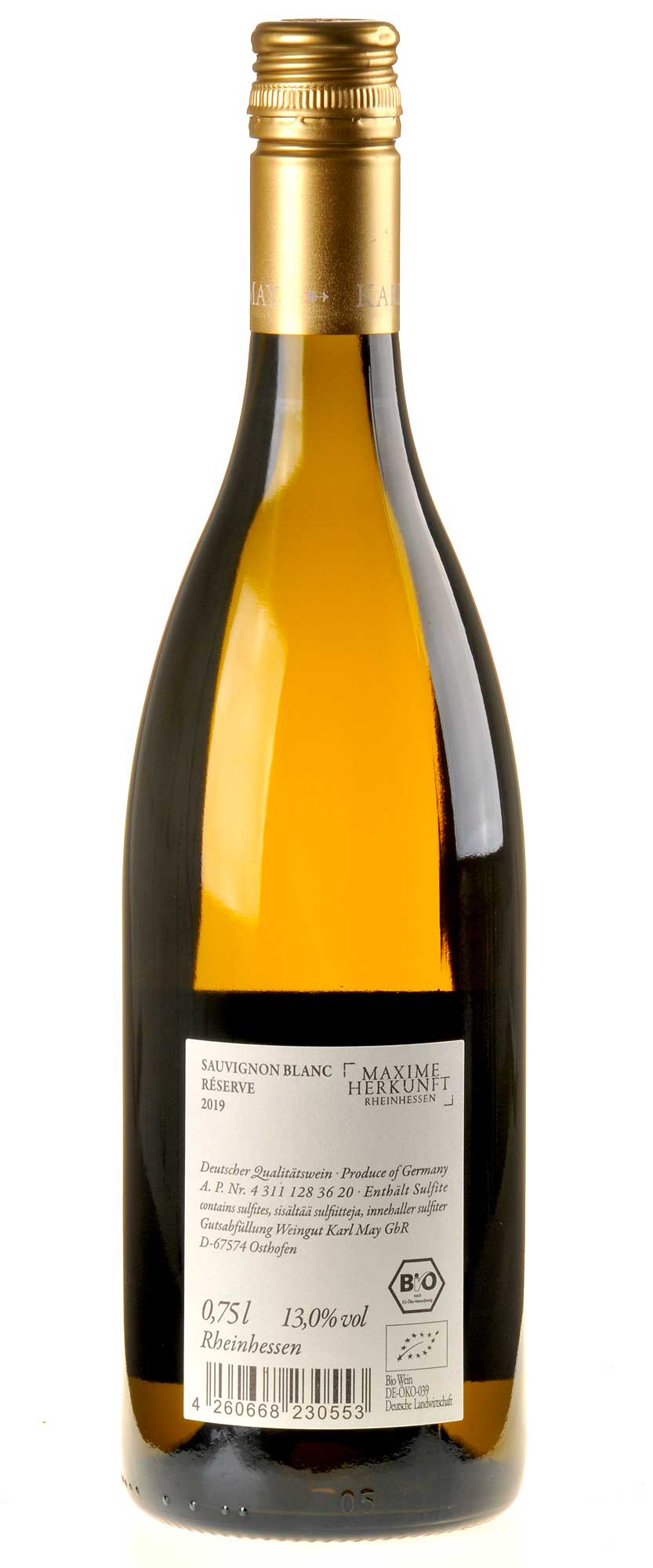 Karl May Sauvignon Blanc Réserve 2019 Bio Rücketikette