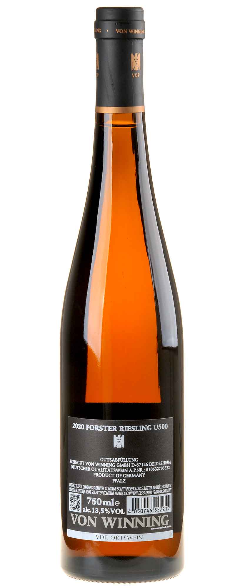 Von Winning Riesling Forster U 500 2020 Rücketikett