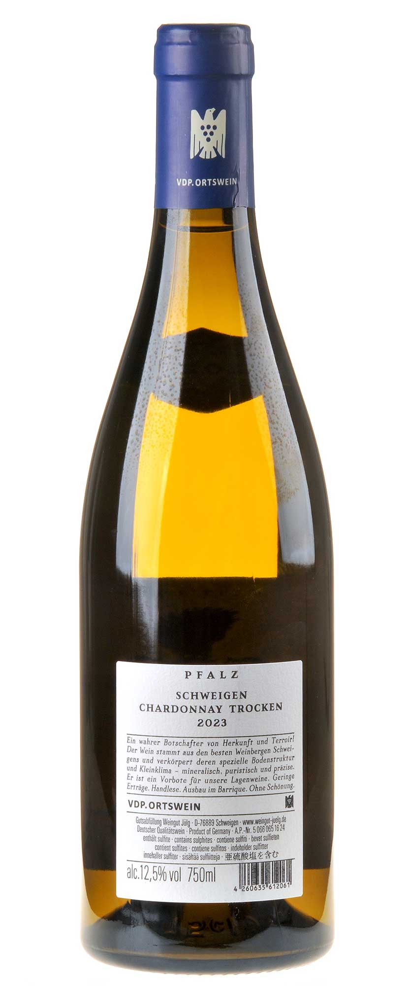 Bild Weingut Jülg Chardonnay Schweigen 2023 Rücketikett