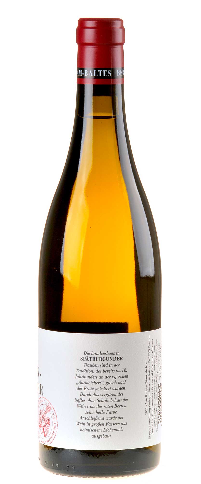Bertram - Baltes Alte Reben Blanc de Noir 2021 Seitenetikett