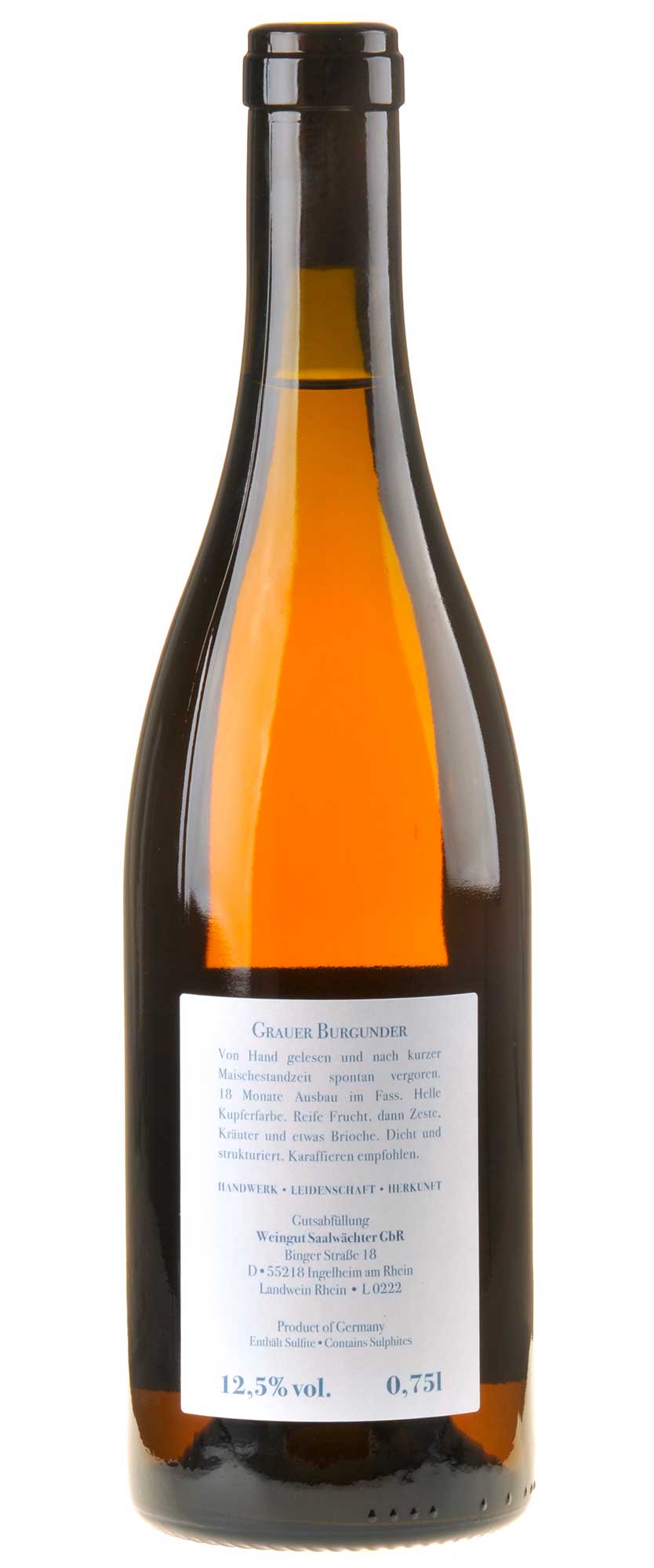 Bild Carsten Saalwächter Grauer Burgunder 2022 Rücketikett