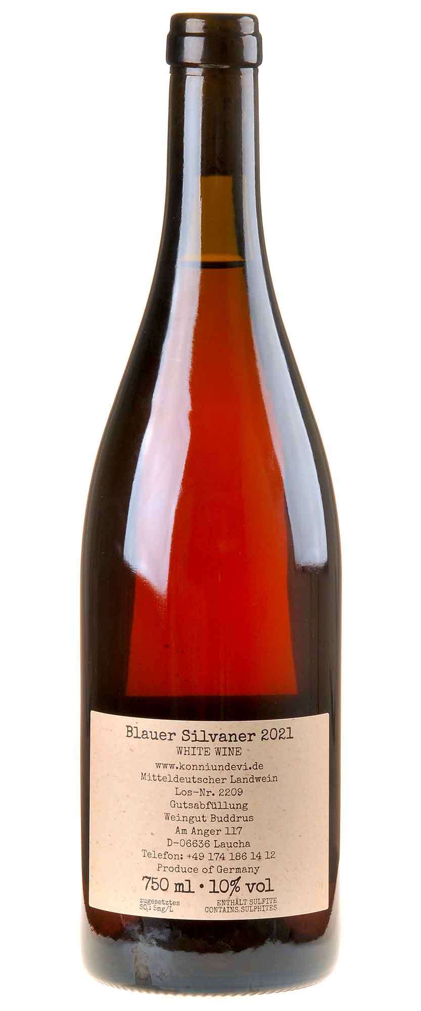 Konni & Evi Blauer Silvaner 2021 Rücketikett