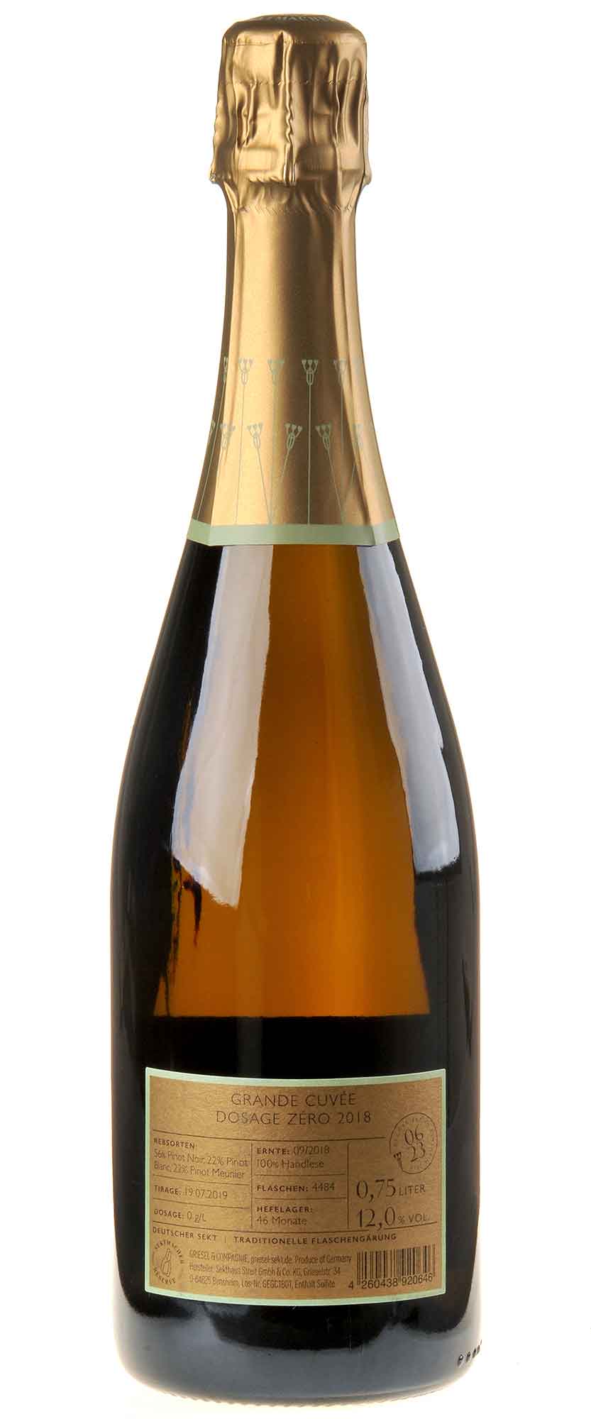 Griesel & Compagnie Grande Cuvée Dosage Zero Exquisit 2018 Rücketikette
