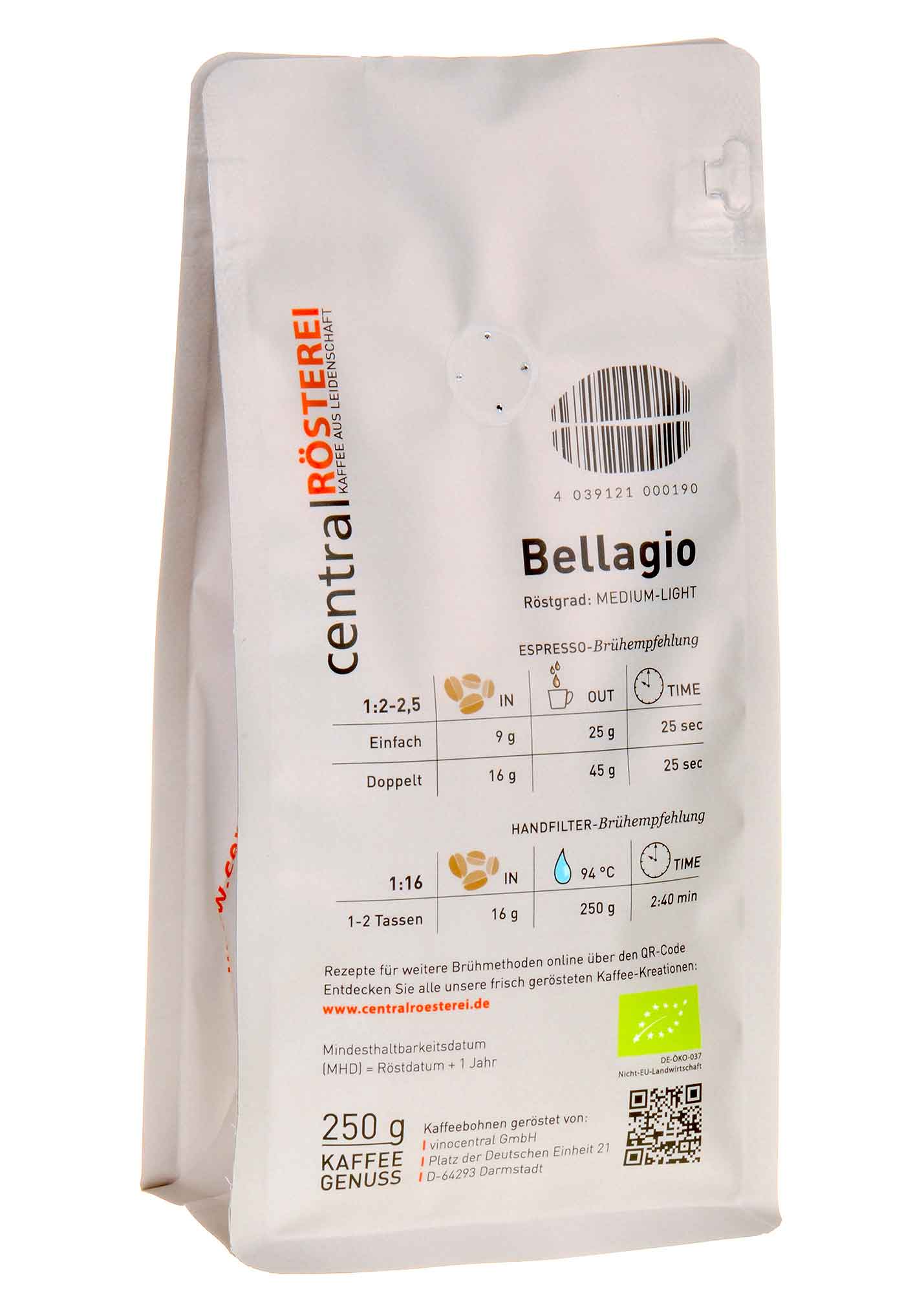 Bild CentralRösterei Bellagio koffeinfrei 250g Rücketikett