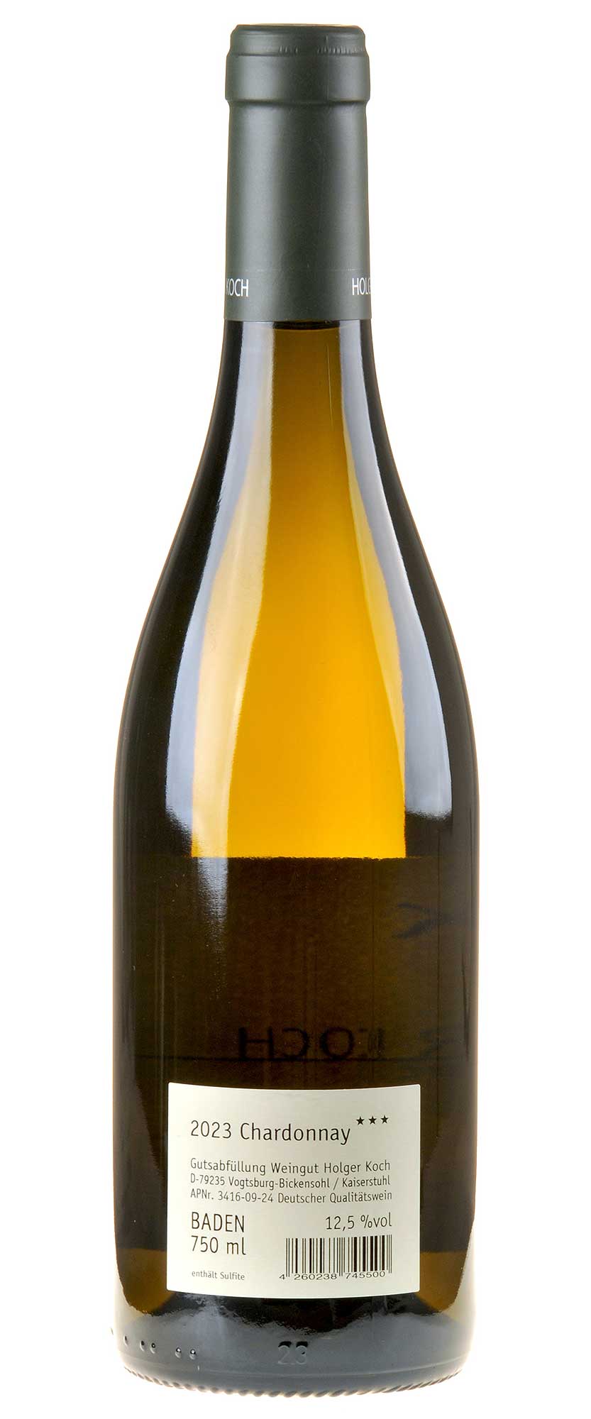 Holger Koch Chardonnay drei Sterne 2023 Rücketikett