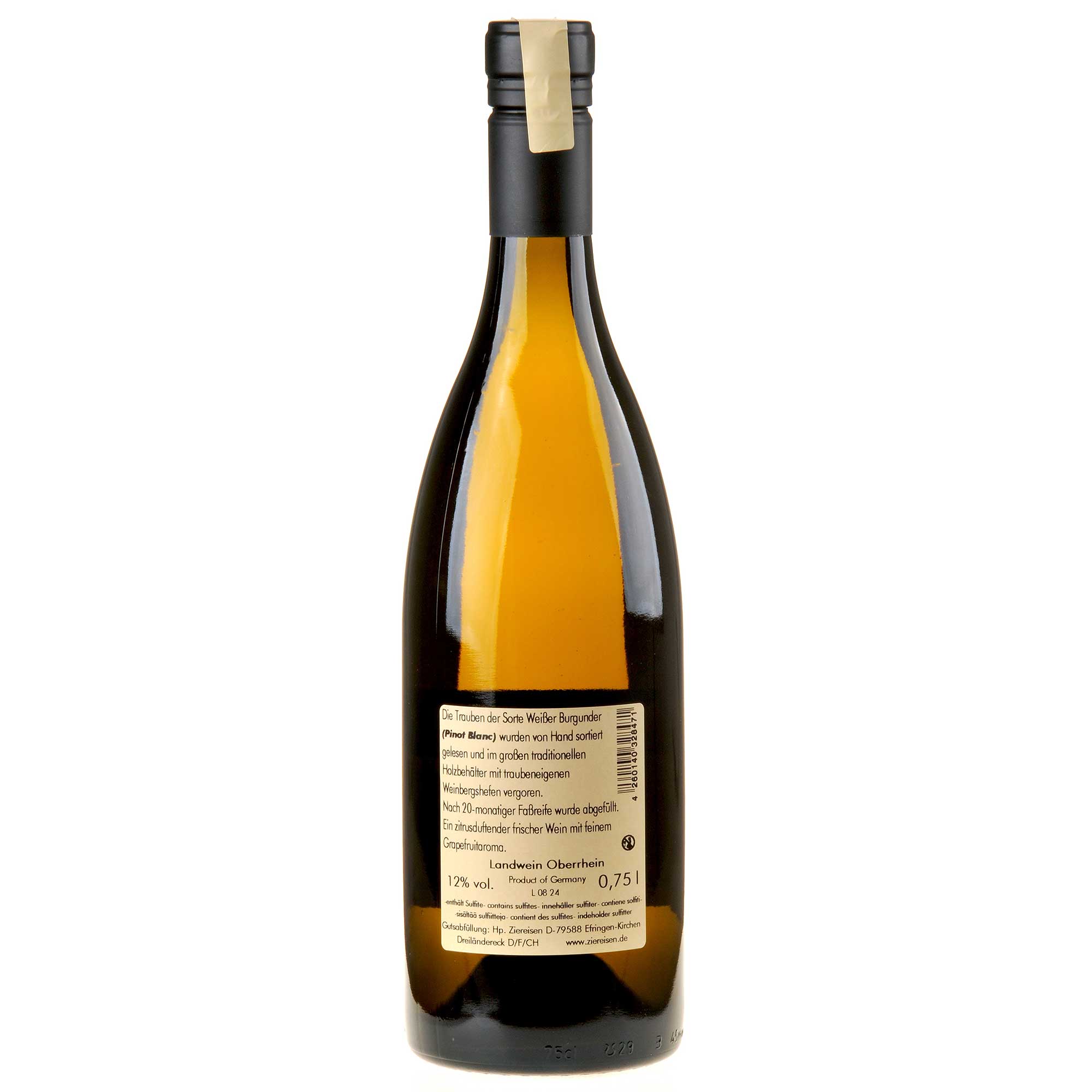 Weingut Ziereisen Weißer Burgunder 2022 Rücketikett