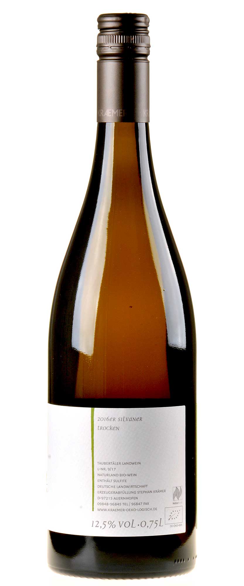 Ökologischer Land- & Weinbau KRAEMER Silvaner Muschelkalk 2016 Rücketikette