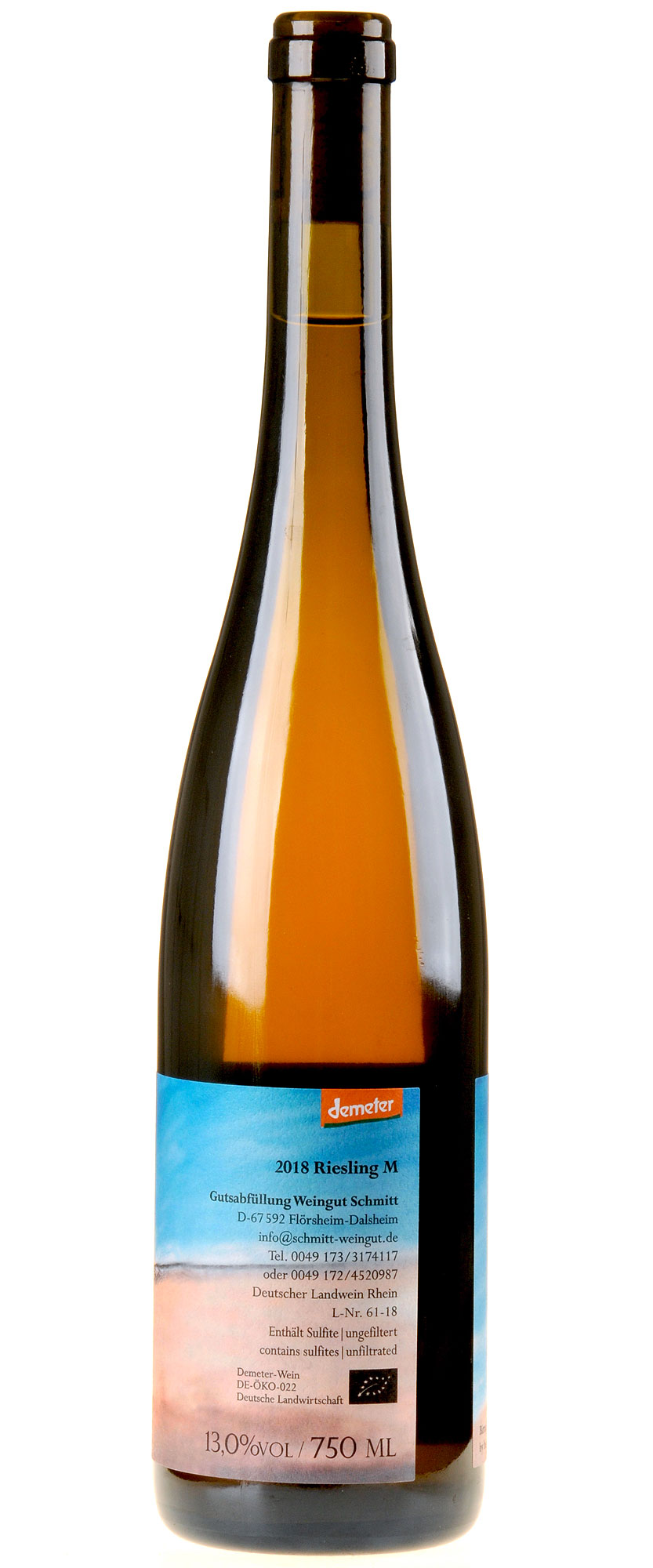 Ökologisches Weingut Schmitt Riesling M Bio 2018 Rücketikette