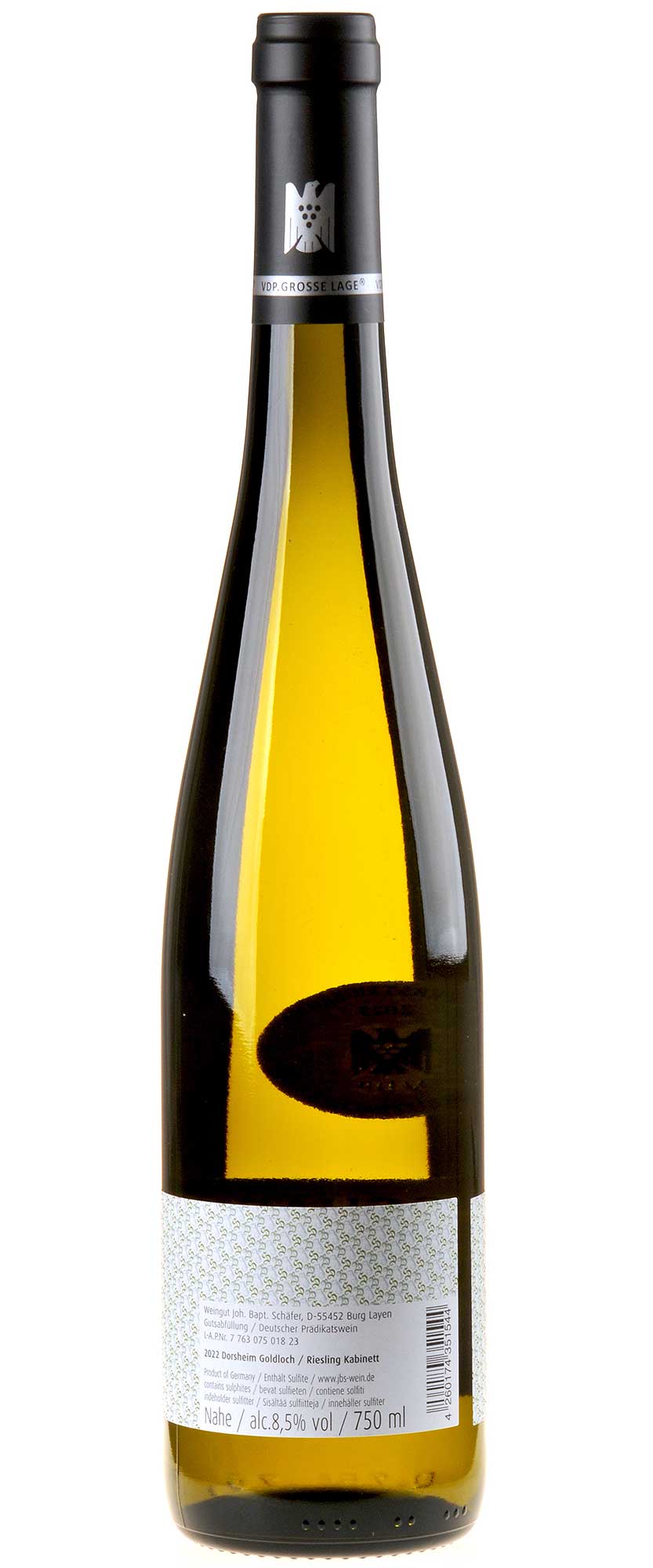 Joh. Bapt. Schäfer Riesling Goldloch Kabinett 2022 - Versteigerungswein Rücketikett