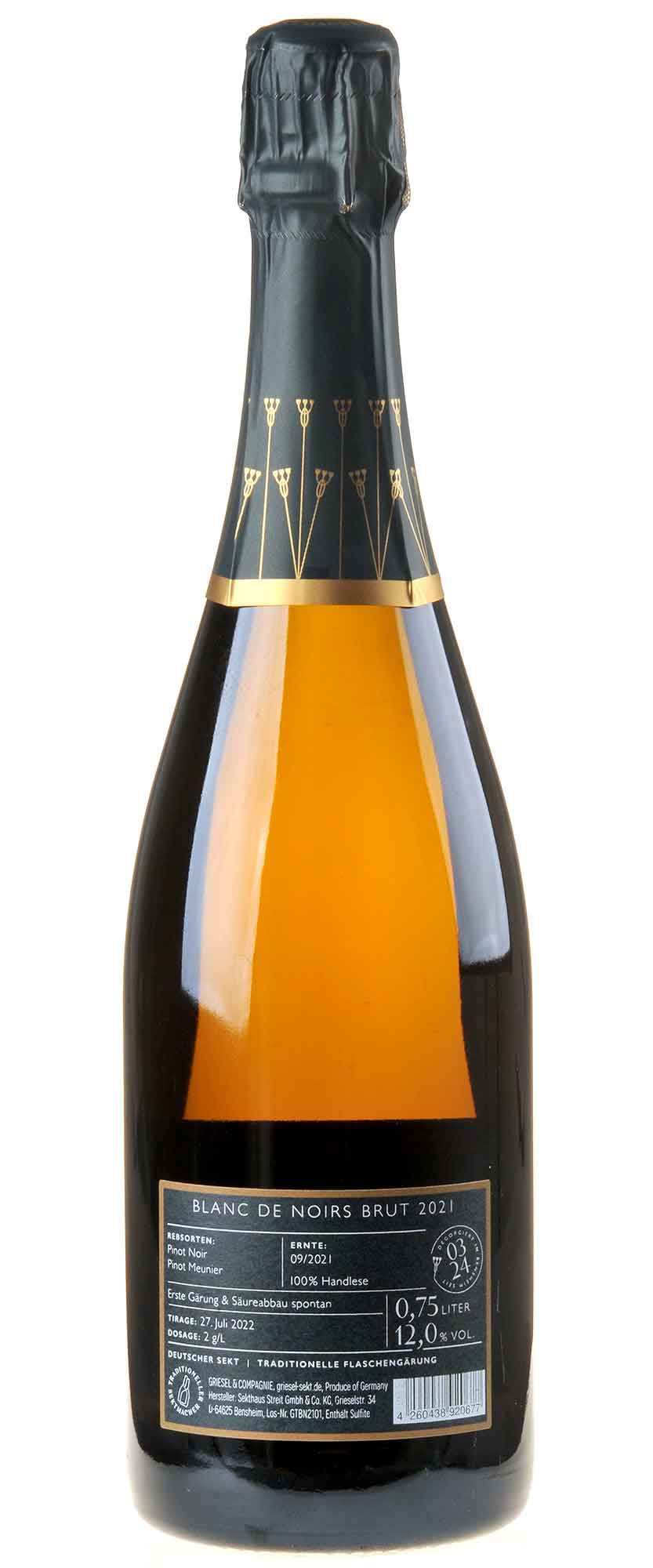 Griesel & Compagnie Blanc de Noirs Brut Tradition 2021 Rücketikett