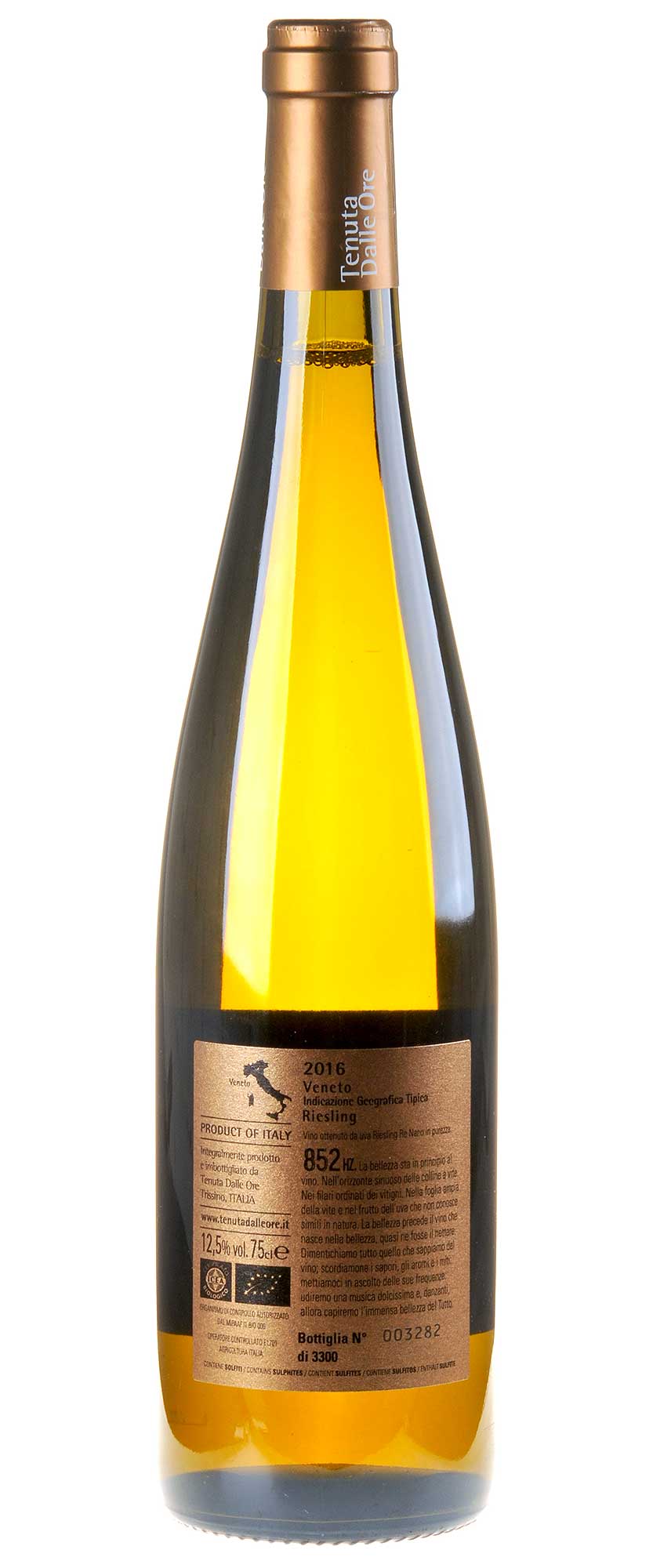 Dalle Ore Riesling 852Hz Bio 2016 Rücketikette
