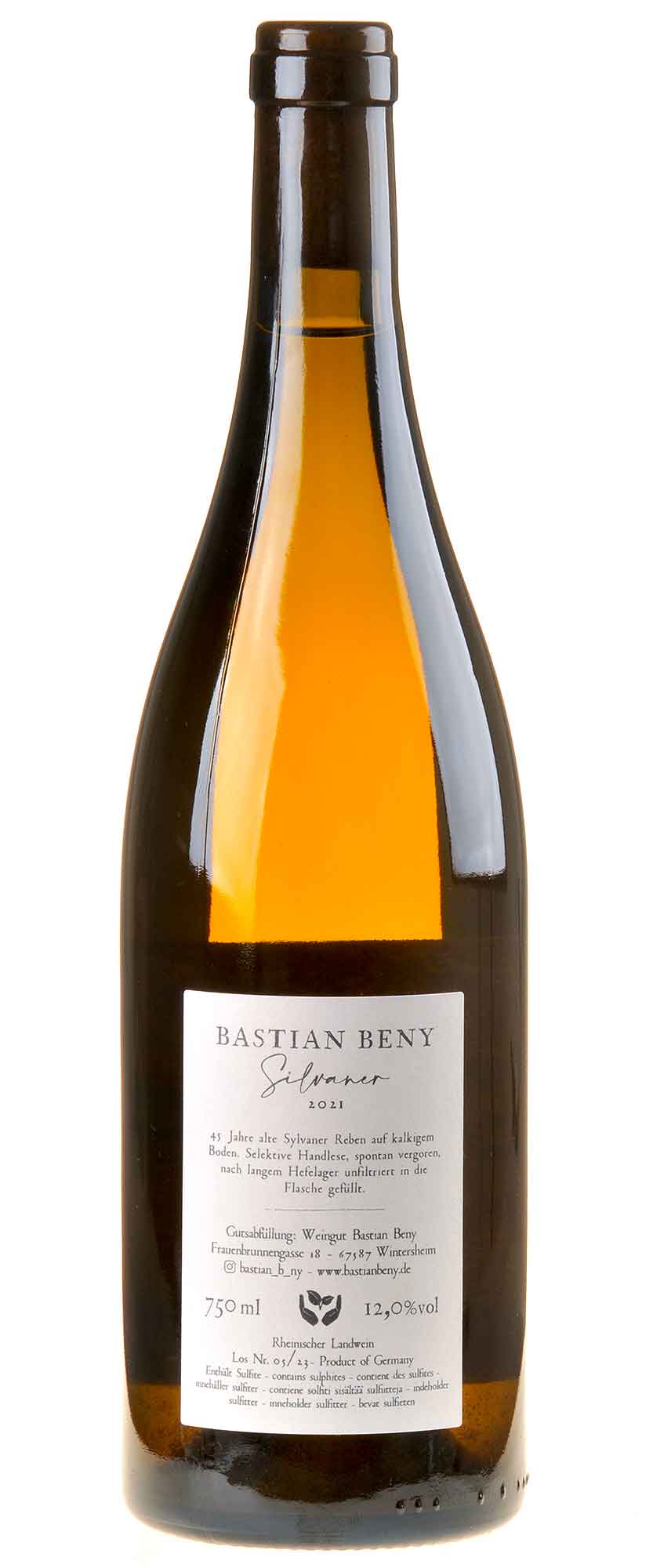 Weingut Bastian Beny Silvaner 2021 Rücketikett