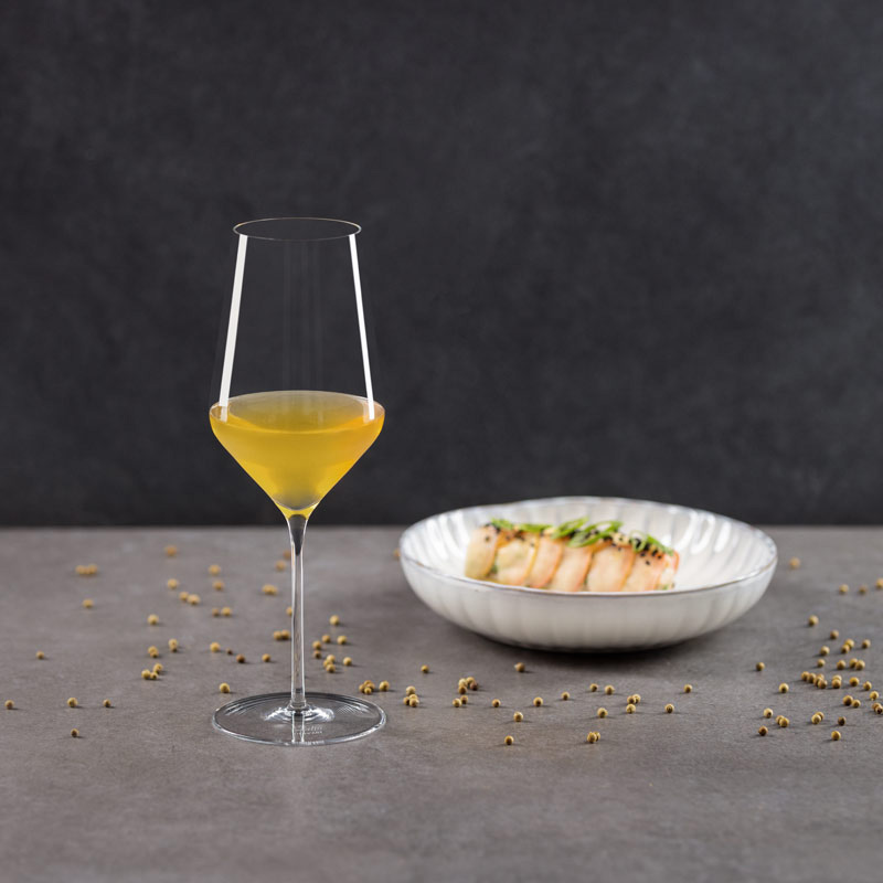 Bild Glas Sine Vino Verjus Weißer Pfeffer mit Vorschlag Speisebegleitung