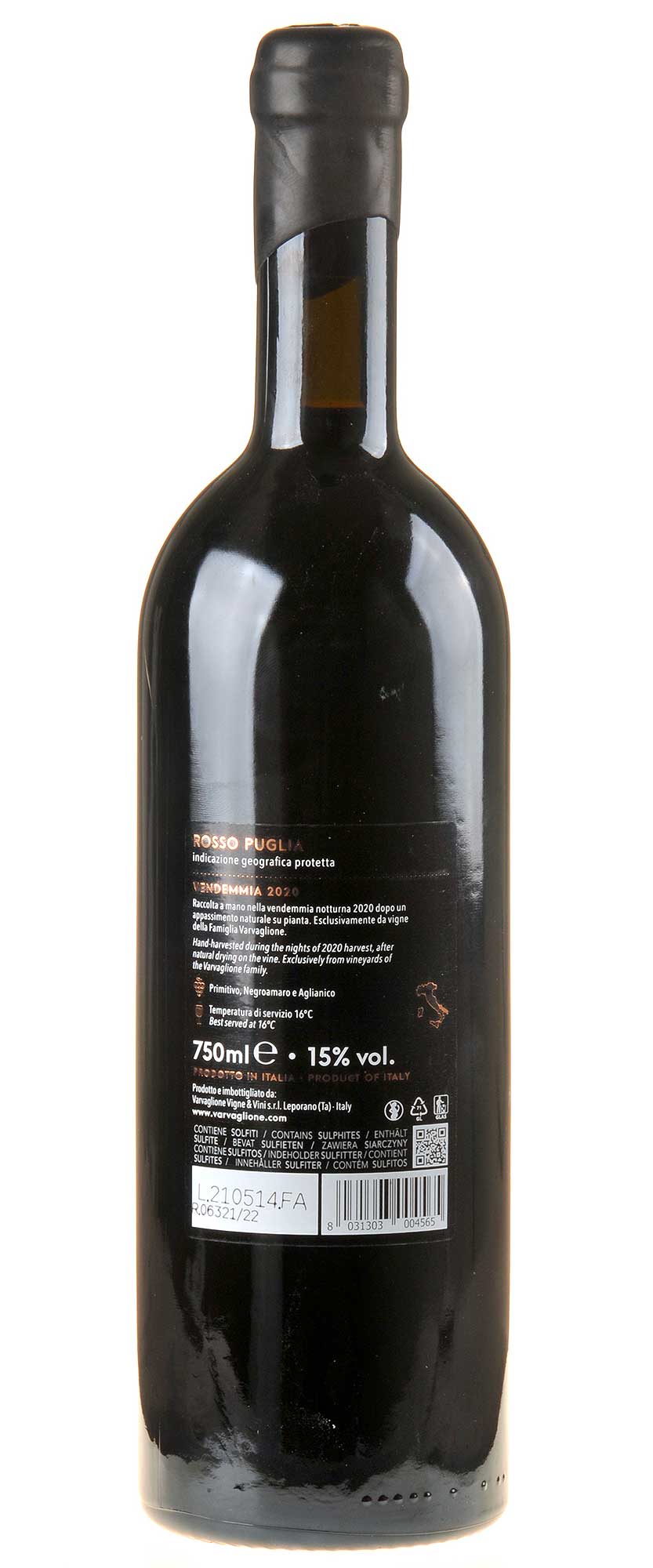 Bild Varvaglione Masseria Pizzariello 2020 Rücketikett