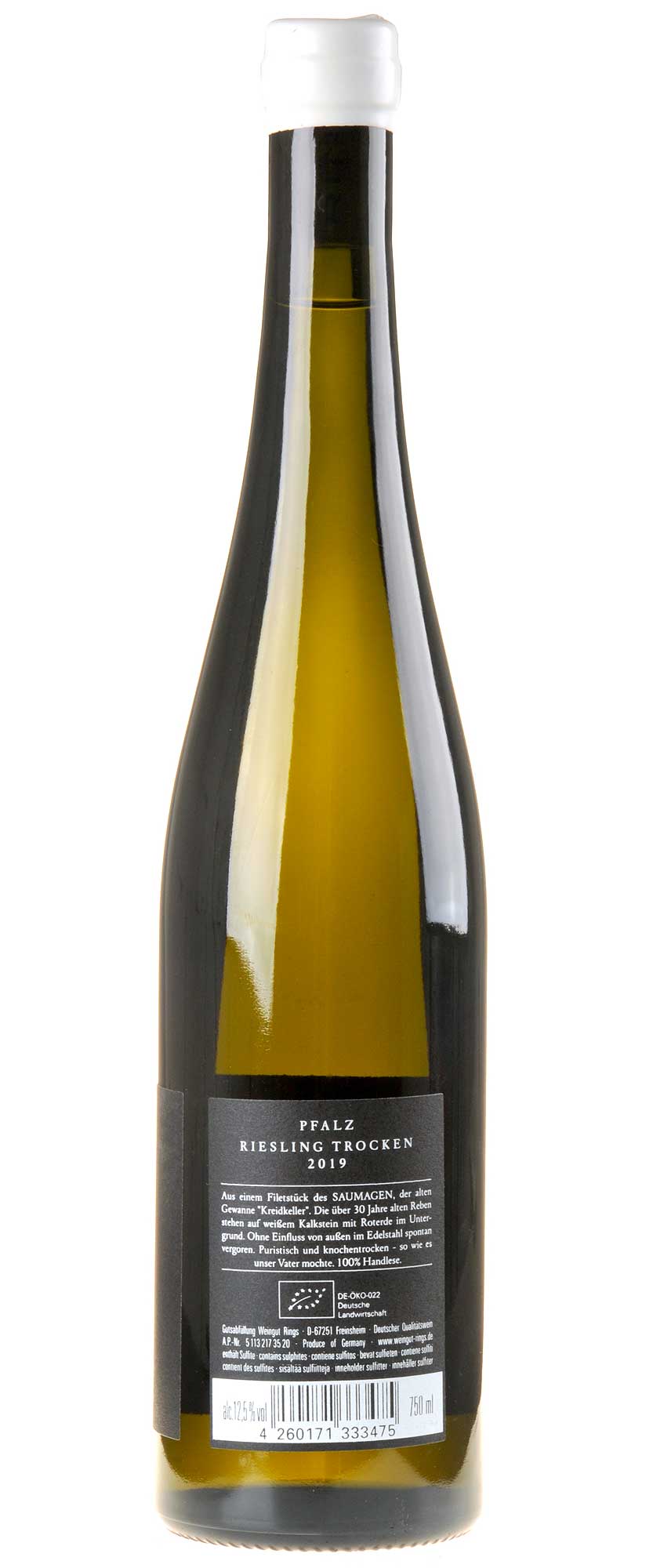 Weingut Rings Riesling KREID Bio 2019 Rücketikett