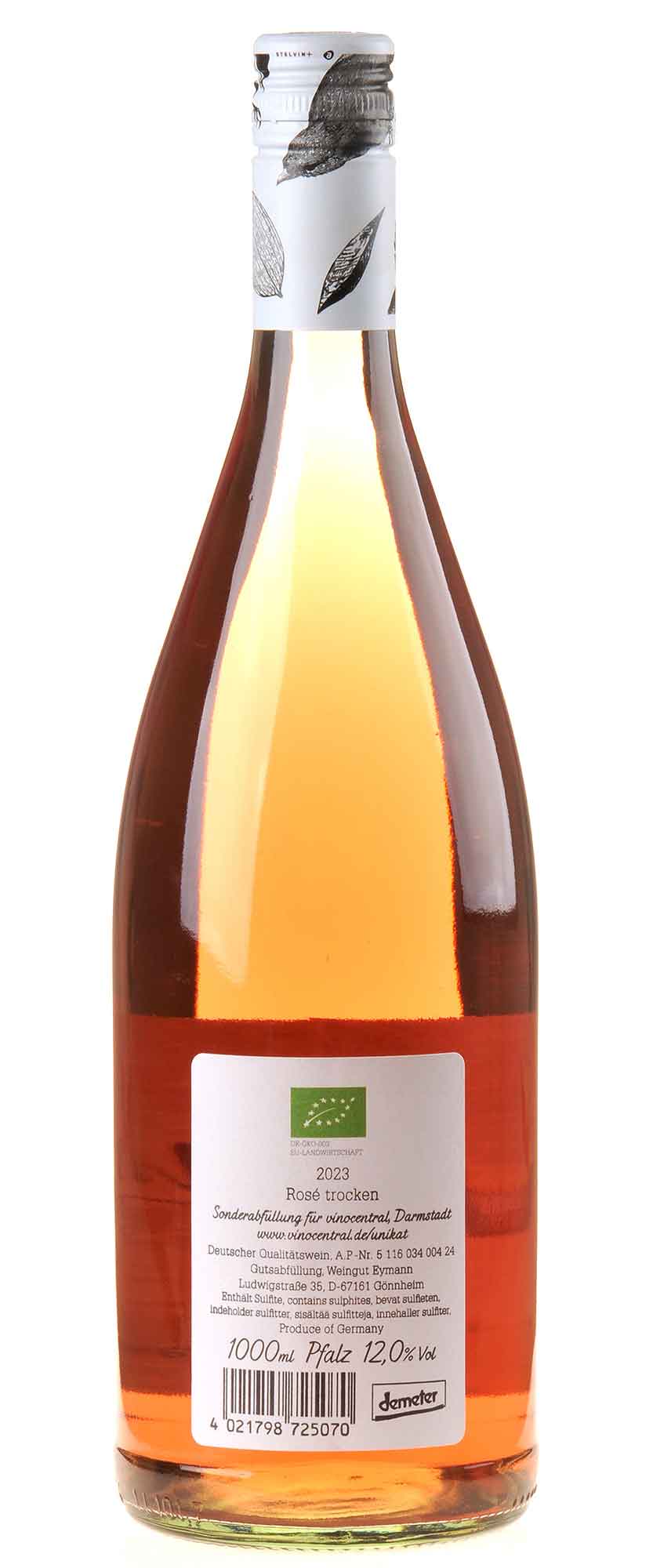 Weingut Eymann Pfälzer Rosé 1 Liter Bio 2023 Rücketikett