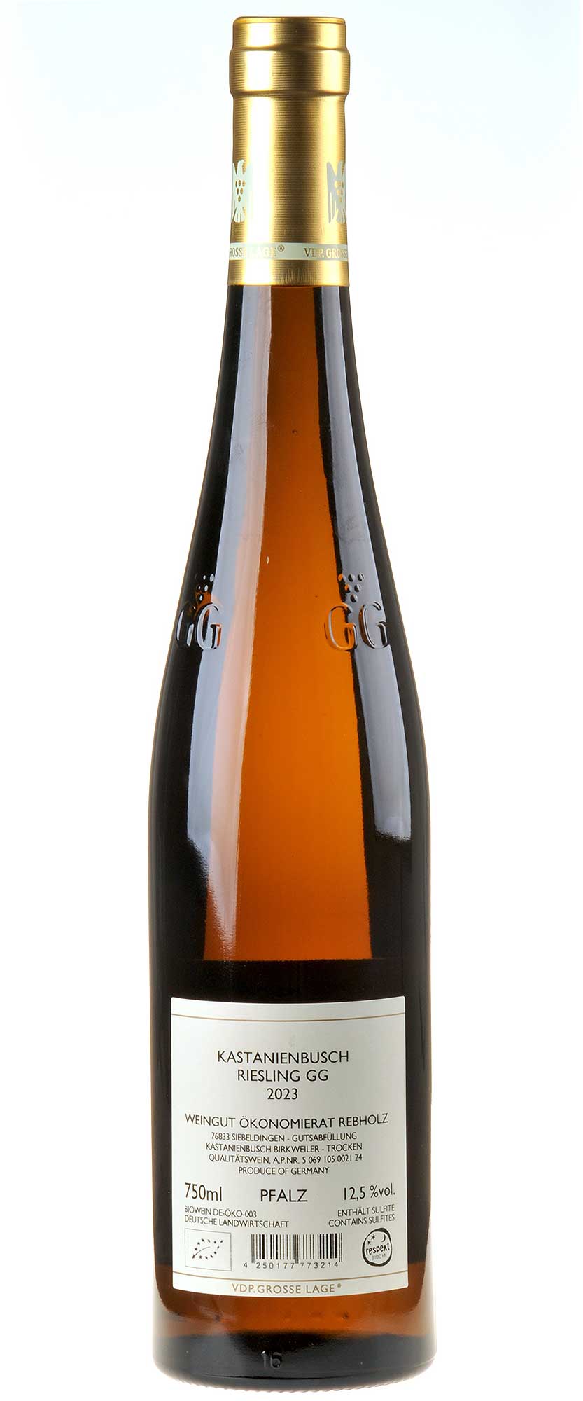 Weingut Ökonomierat Rebholz Riesling Kastanienbusch Großes Gewächs 2023 Rücketikett