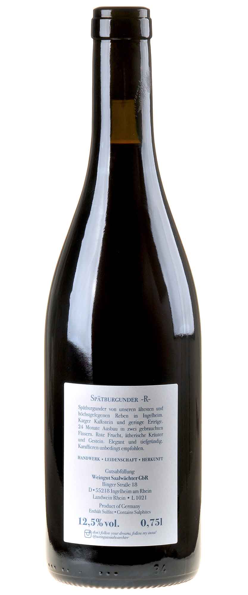 Carsten Saalwächter Spätburgunder -R- 2021 Rücketikett