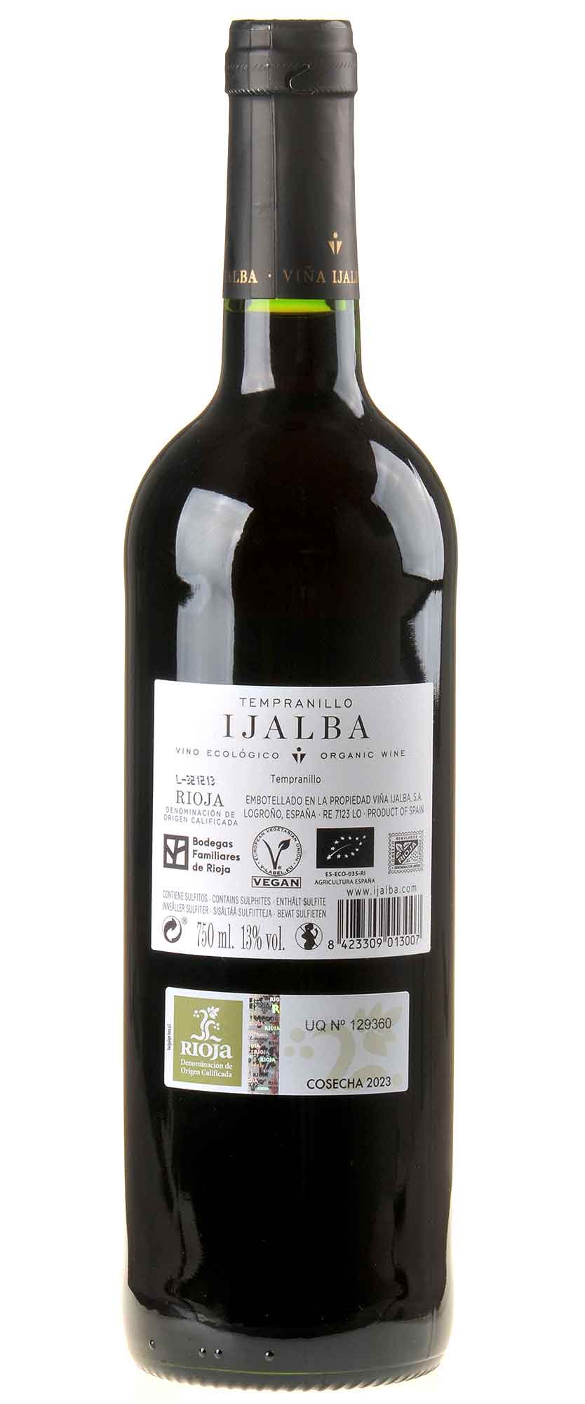 Bodega Viña Ijalba Tempranillo 2023 Rücketikett