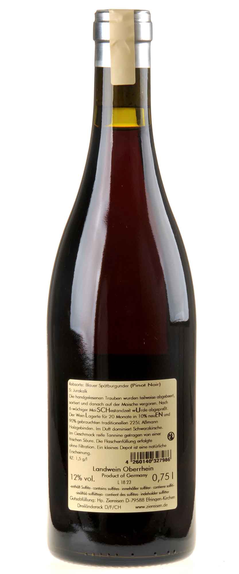 Weingut Ziereisen S 21 Rücketikett