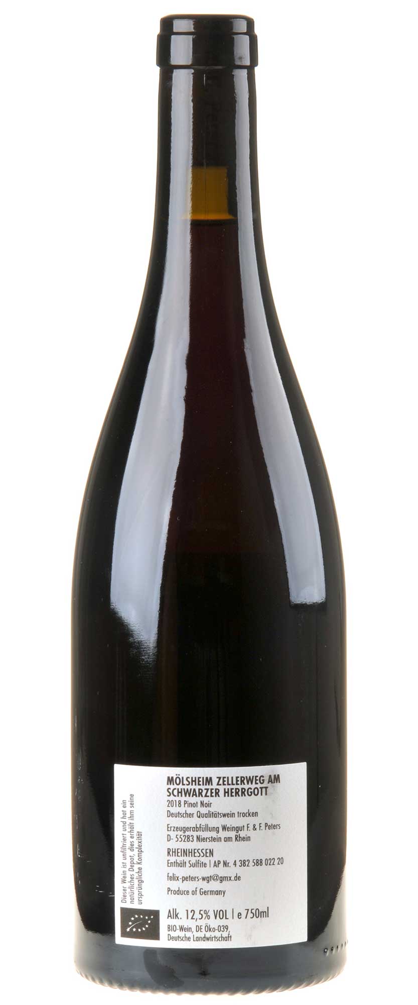 Felix Peters Pinot Noir Schwarzer Herrgott 2018 Rücketikett