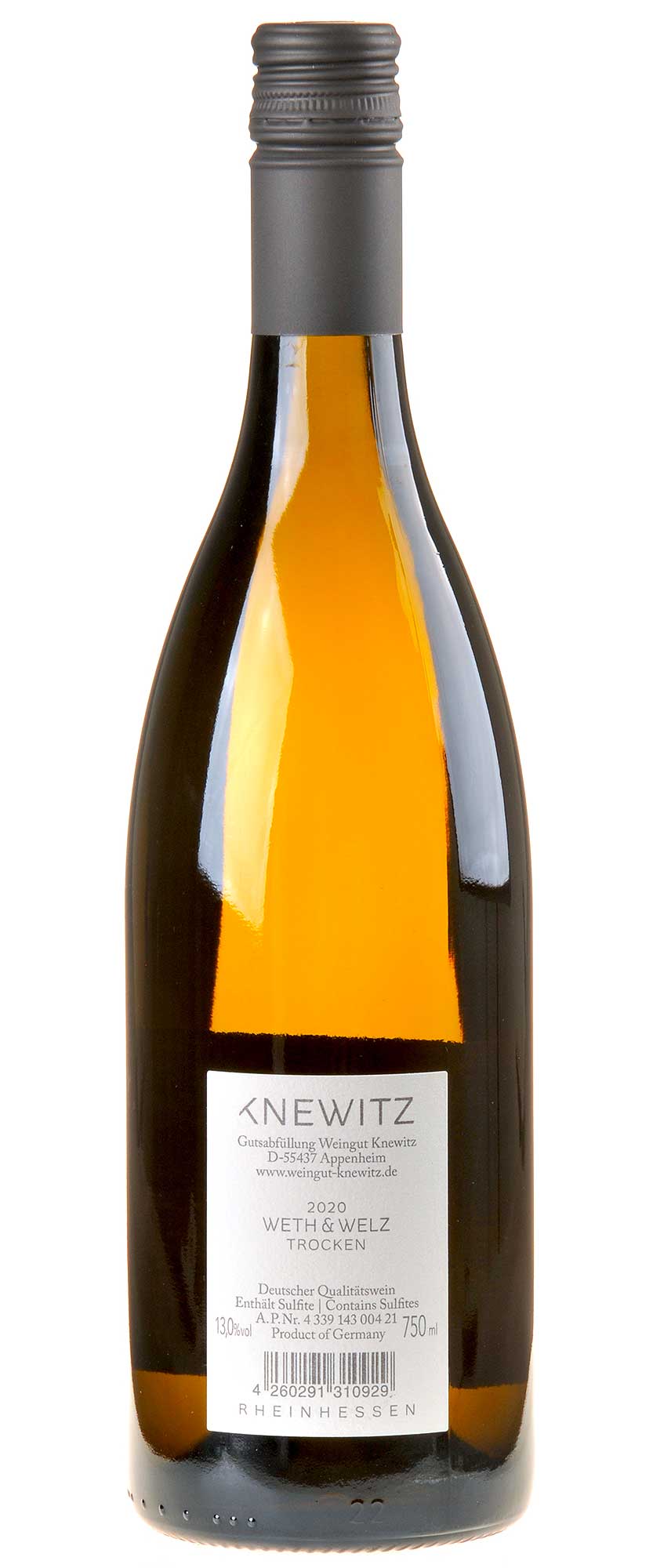 Weingut Knewitz Weth & Welz Weißburgunder & Chardonnay 2020 Rücketikett