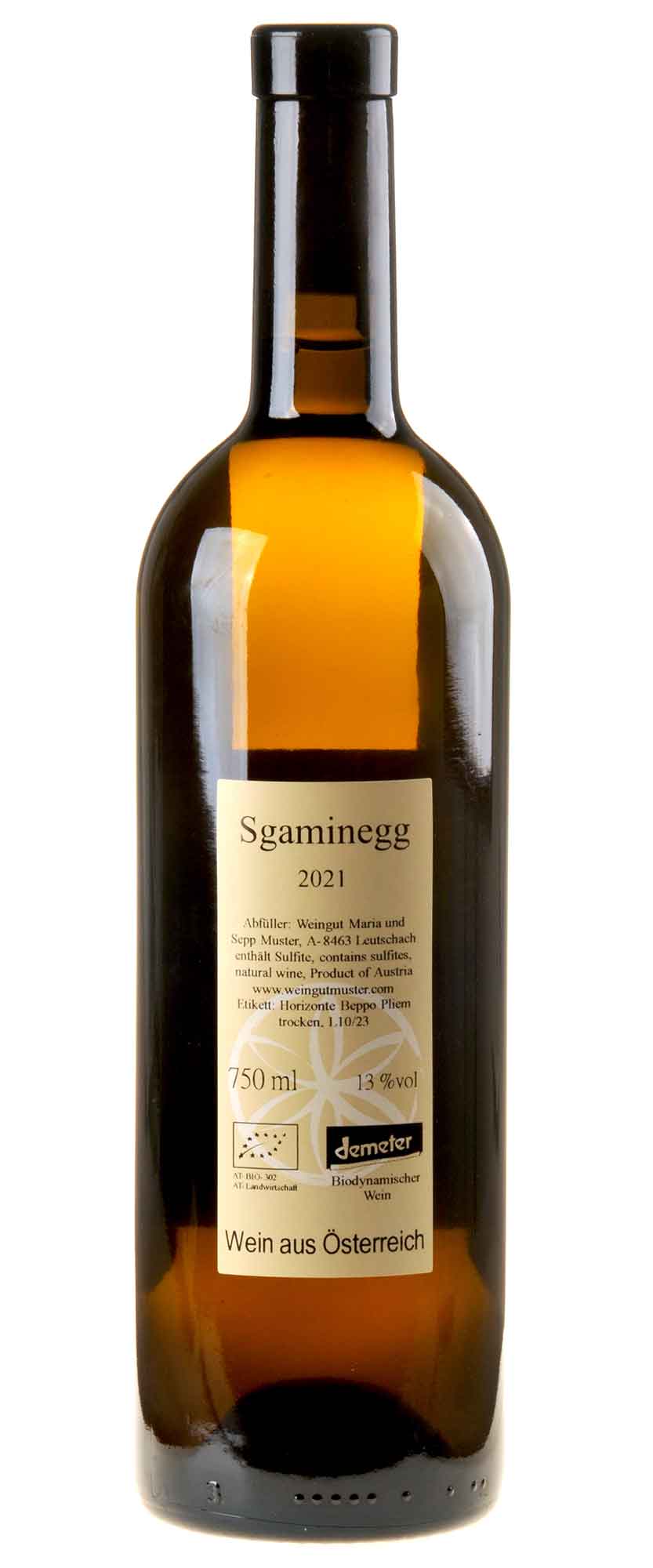 Maria & Sepp Muster Sgaminegg Bio 2021 Rücketikett