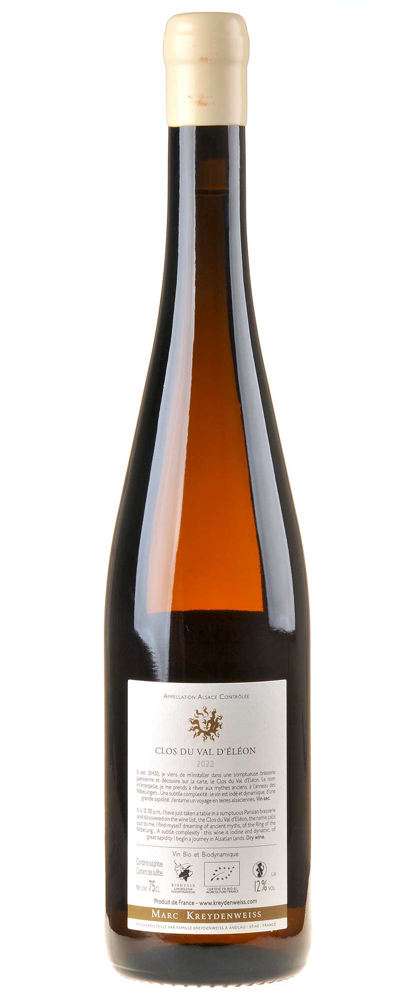 Marc Kreydenweiss Clos du Val d'Eleon Bio 2022 Rücketikett