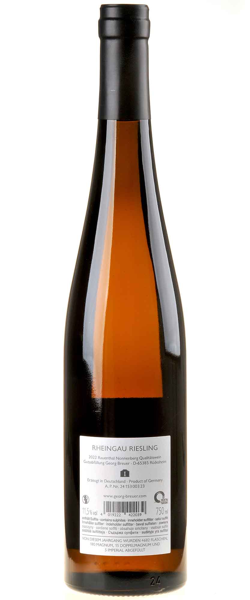 Weingut Georg Breuer Riesling Nonnenberg 2022 Rücketikett