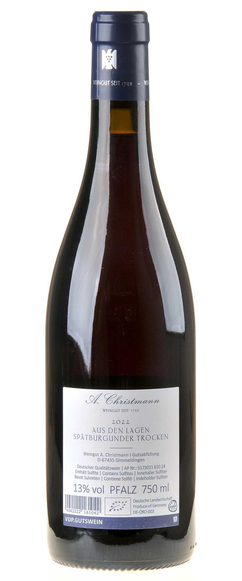 A.Christmann Spätburgunder AUS DEN LAGEN Bio 2022 Rücketikett