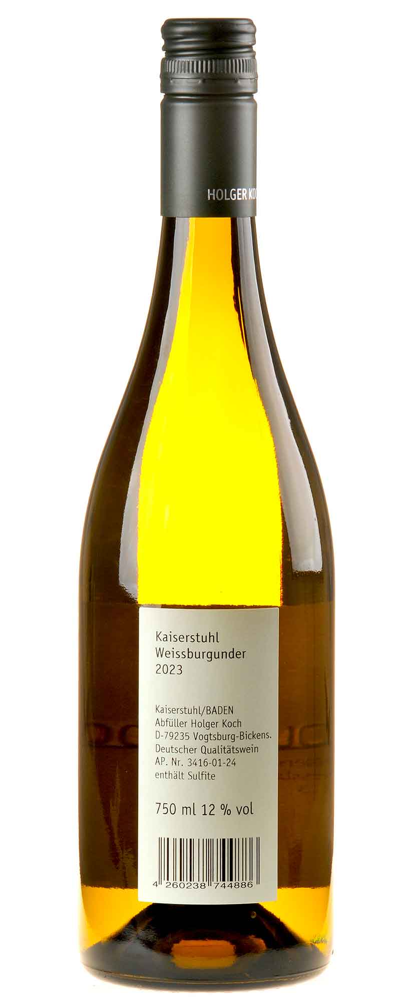 Holger Koch Weißburgunder Kaiserstuhl 2023 Rücketikett