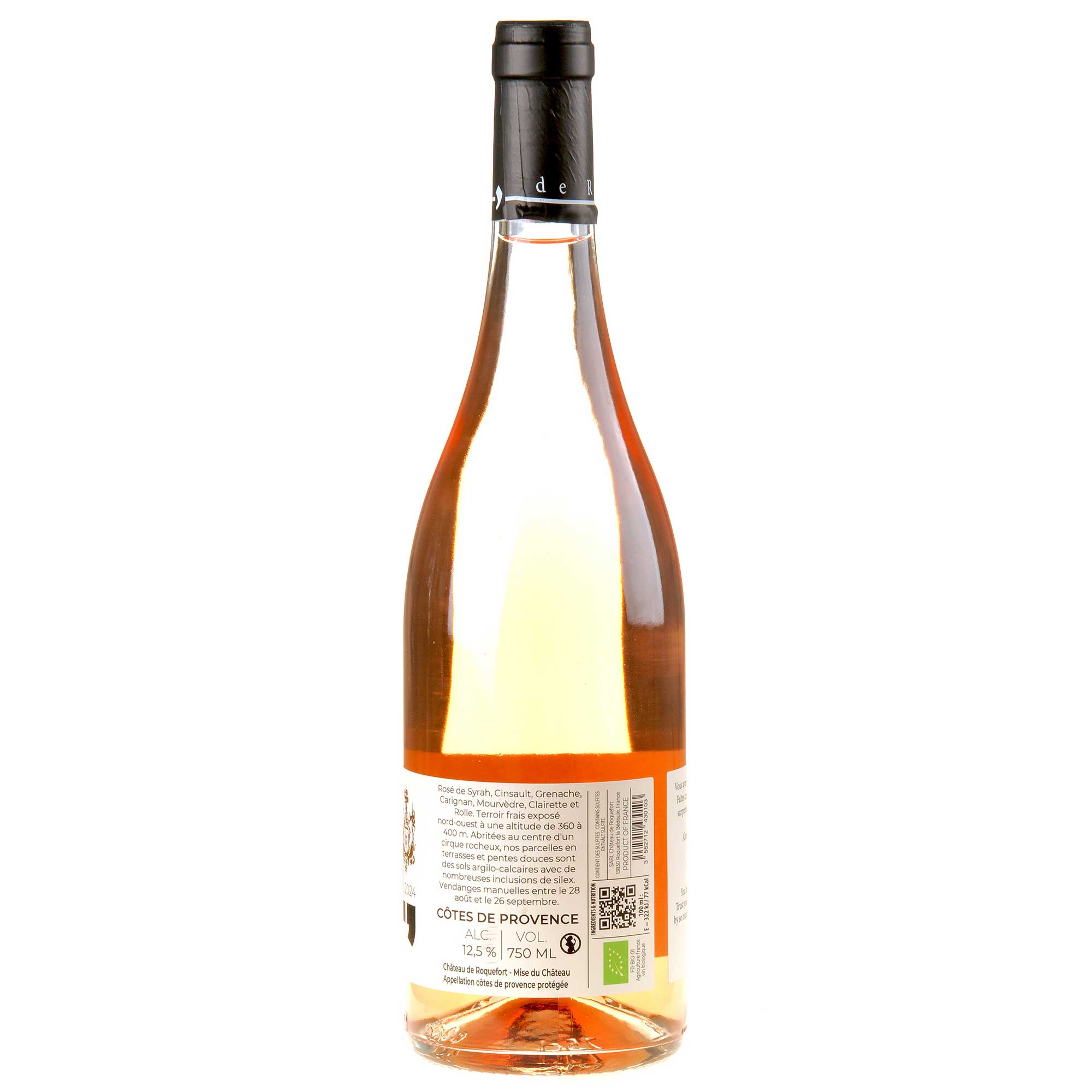 Château de Roquefort Corail Rosé Côtes de Provence Bio 2024 Seitenetikett