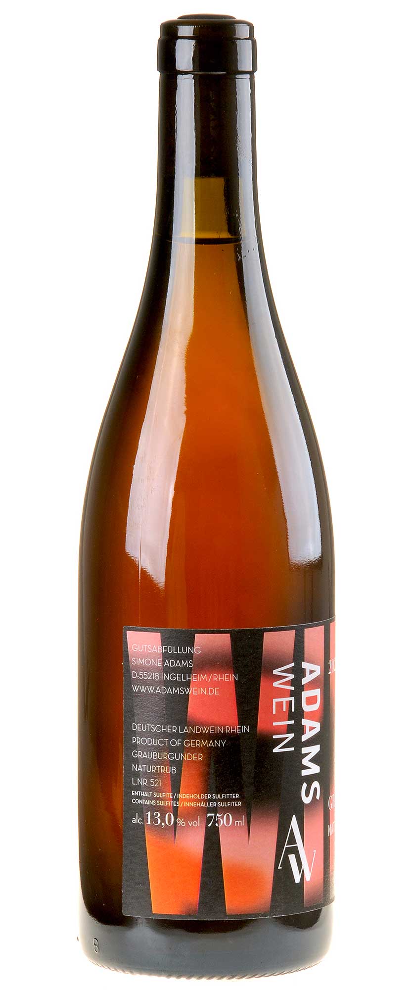 AdamsWein Grauburgunder NATURTRÜB 2020 Rücketikett