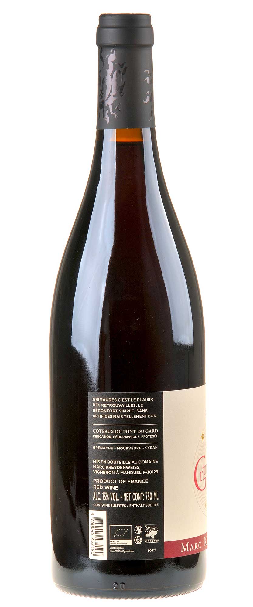Jean Kreydenweiss Grimaudes Rouge Bio 2021 Rücketikett