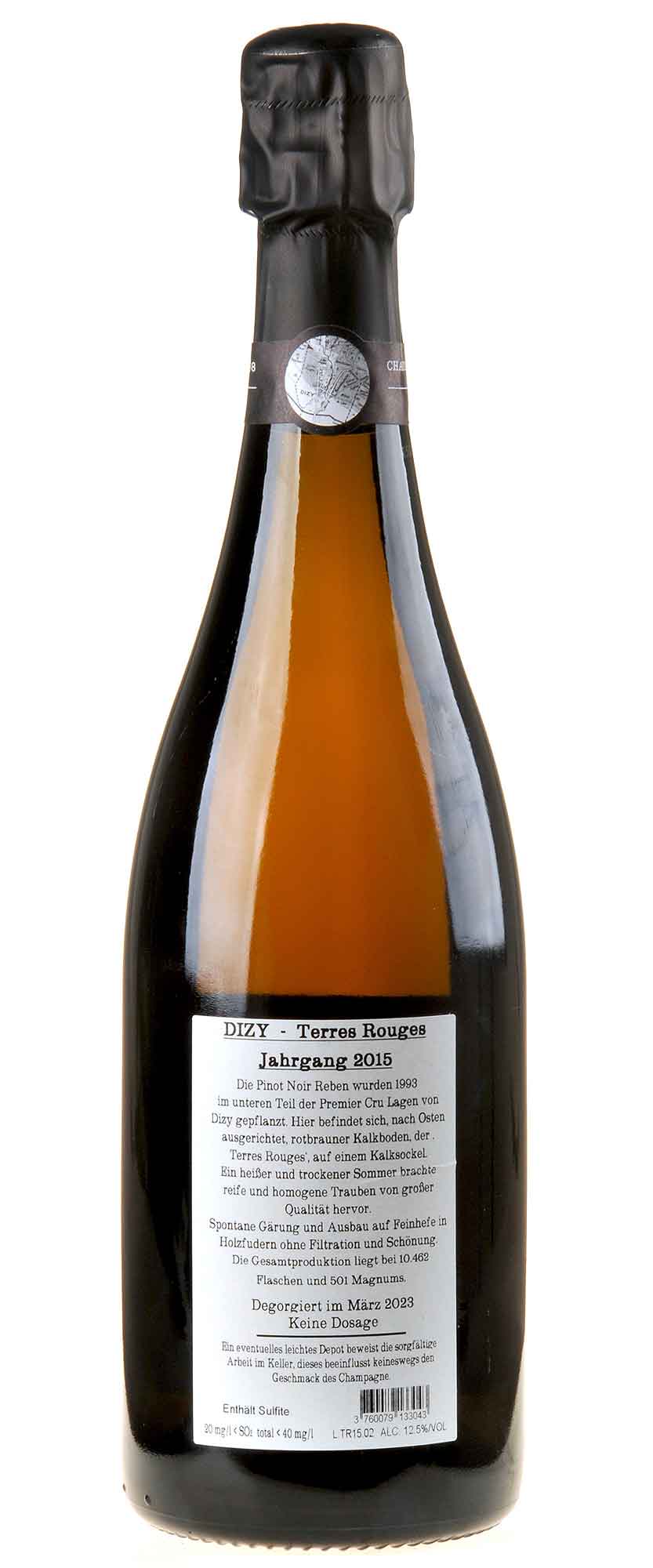 Jacquesson Champagne Dizy Terres Rouges Extra-Brut 2015 Rücketikett