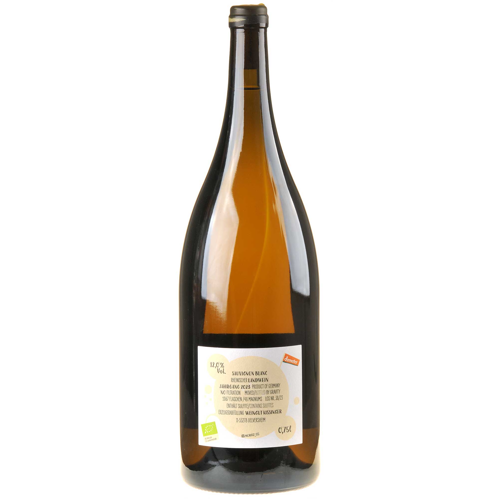 Moritz Kissinger Sauvignon Blanc Bio 2023 Magnum Rücketikett