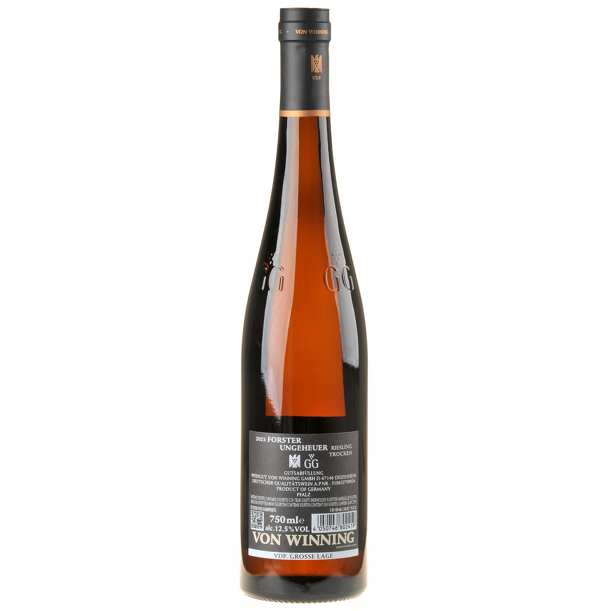 Von Winning Riesling Ungeheuer Großes Gewächs 2023 Rücketikett