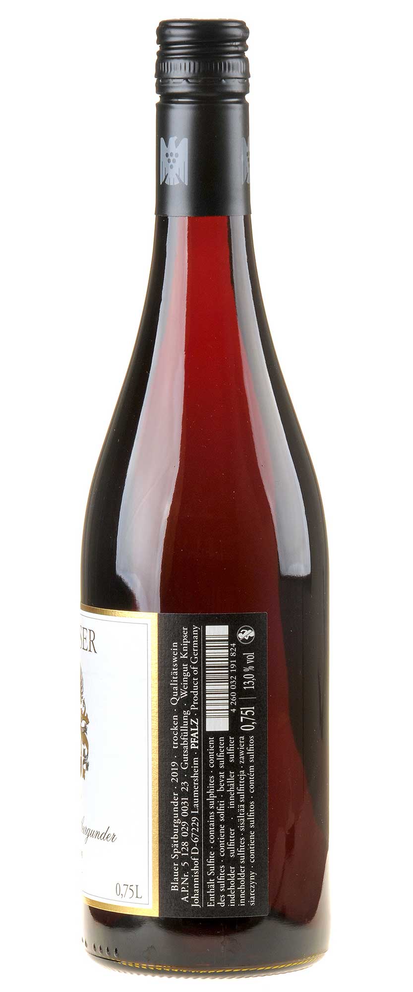 Weingut Knipser Blauer Spätburgunder 2019 Rücketikett