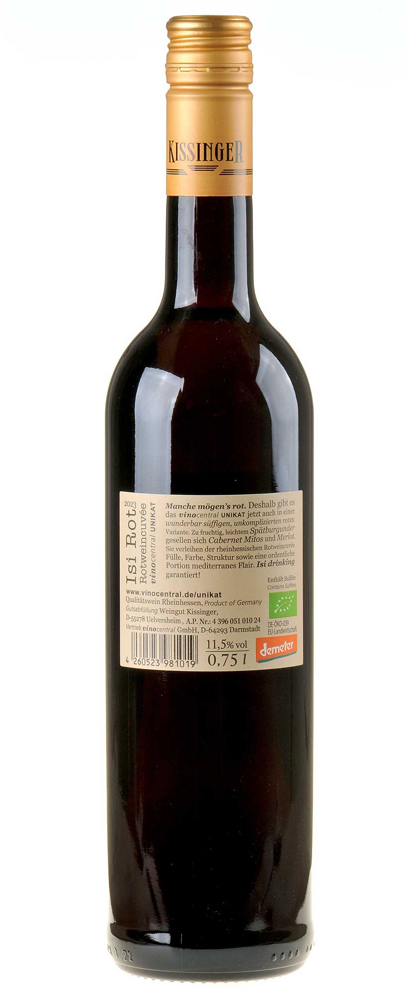 Weingut Kissinger Isi Rot Bio 2023 Rücketikett