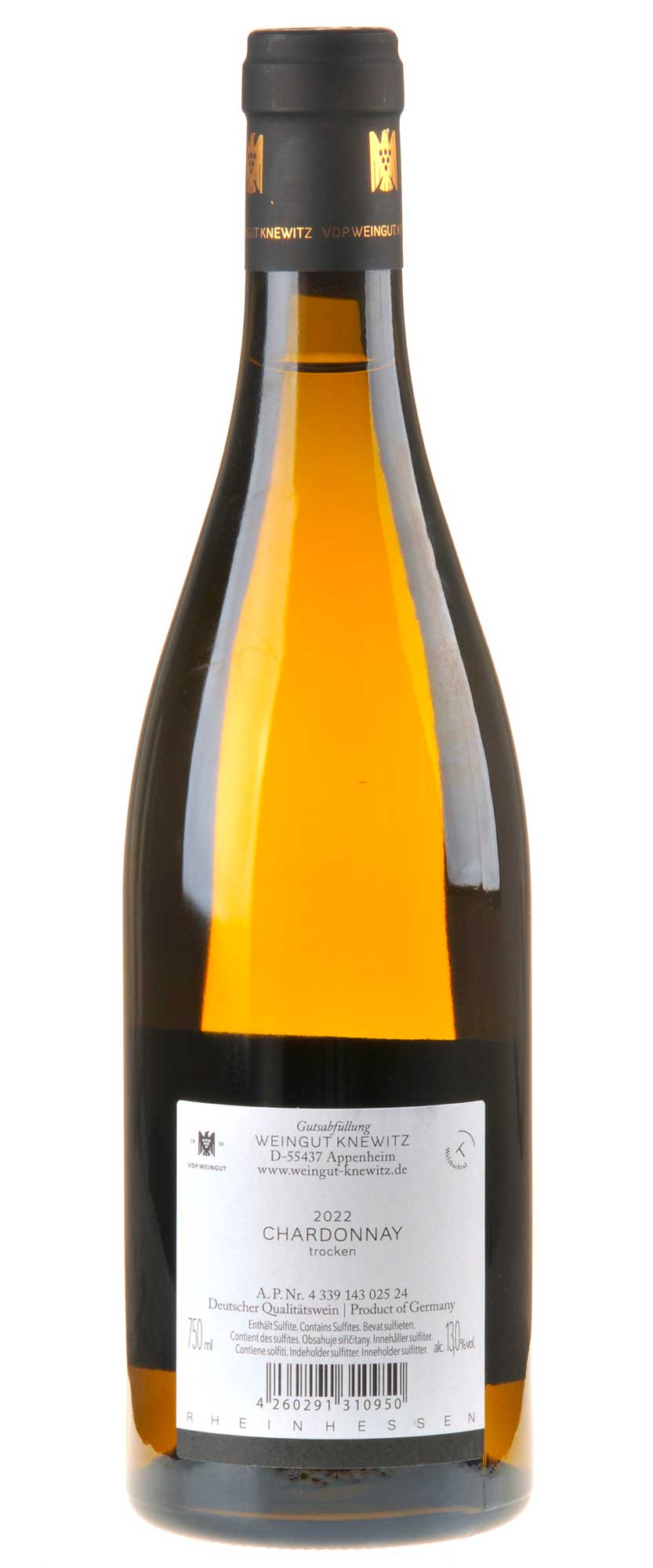 Bild Weingut Knewitz Chardonnay 2022 Rücketikett