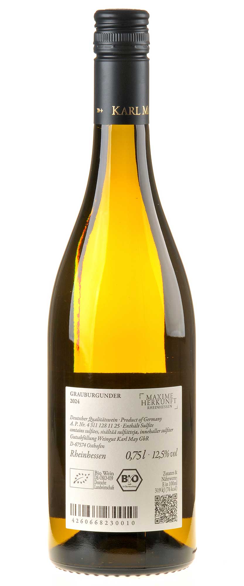 Karl May Grauburgunder Bio 2024 Rücketikett