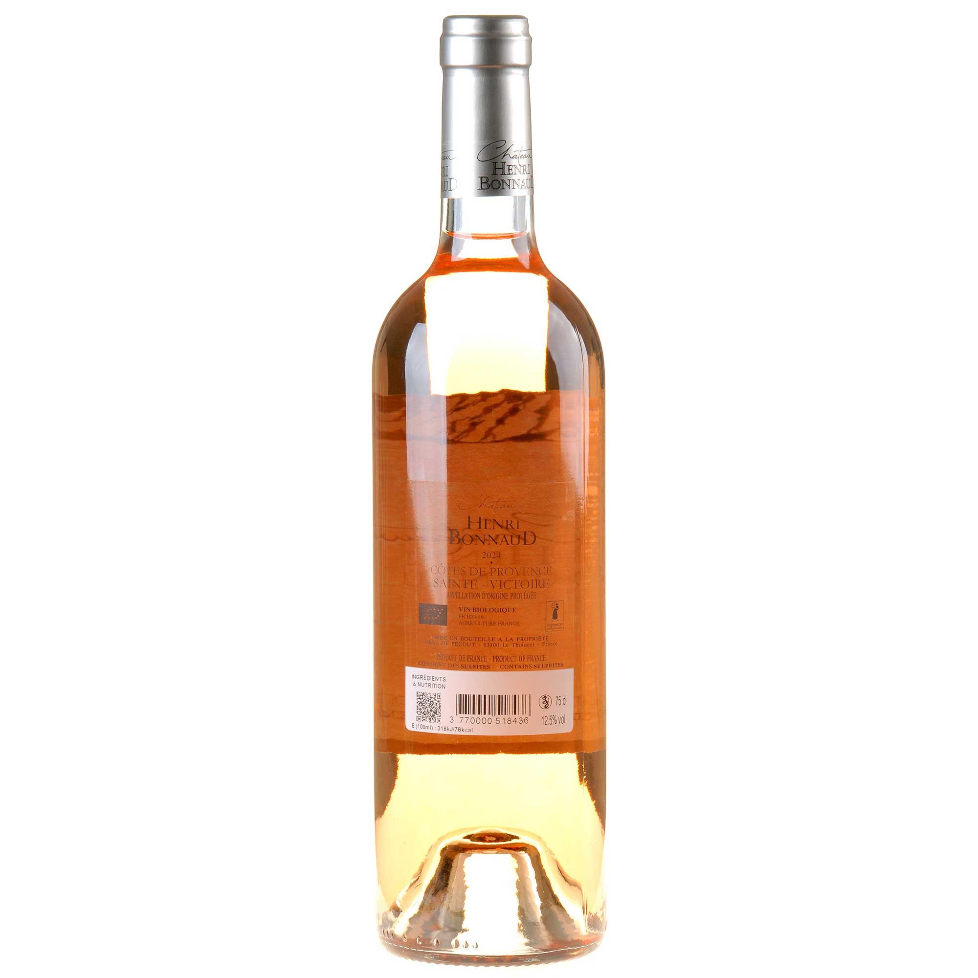 Château Henri Bonnaud Rosé Côtes de Provence Sainte-Victoire Bio 2024 Rücketikett