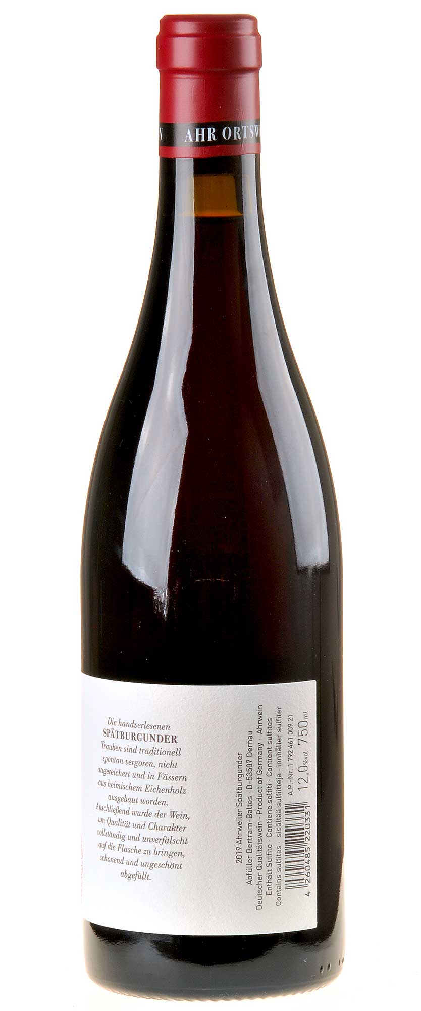 Bertram - Baltes Ahrweiler Spätburgunder 2019 Rücketikett