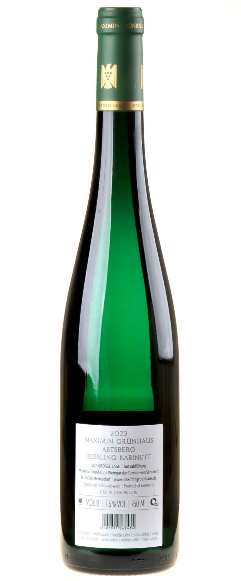 Maximin Grünhaus Riesling Abtsberg Kabinett 2023 Rücketikett