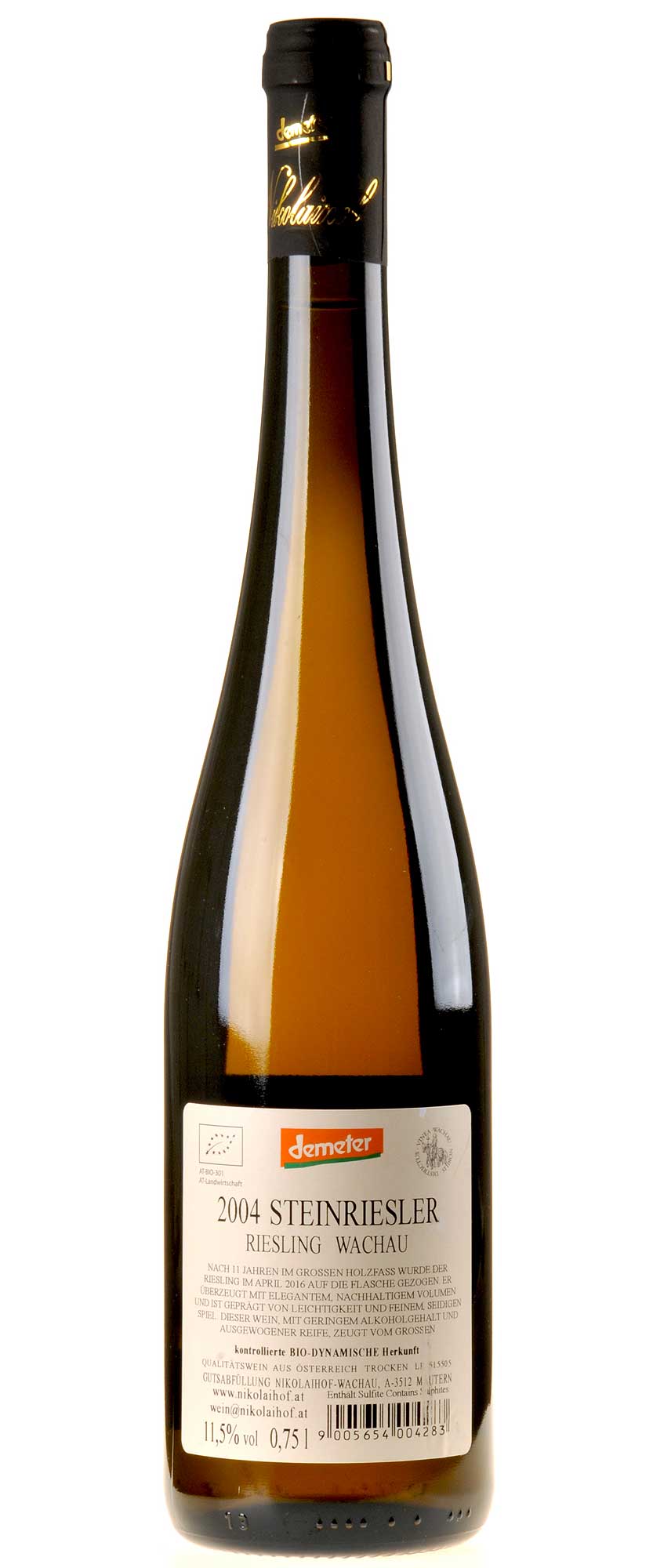 Nikolaihof Riesling Steinriesler Bio 2004 Rücketikette