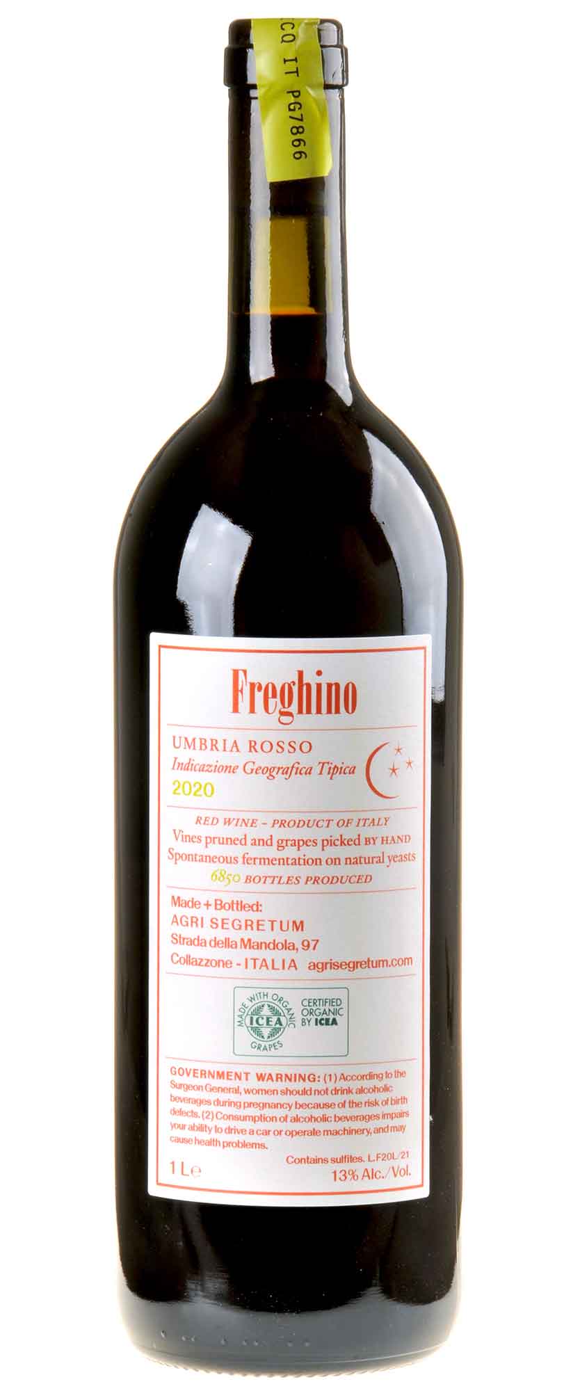 Agri Segretum Freghino Bio 2020 Rücketikett