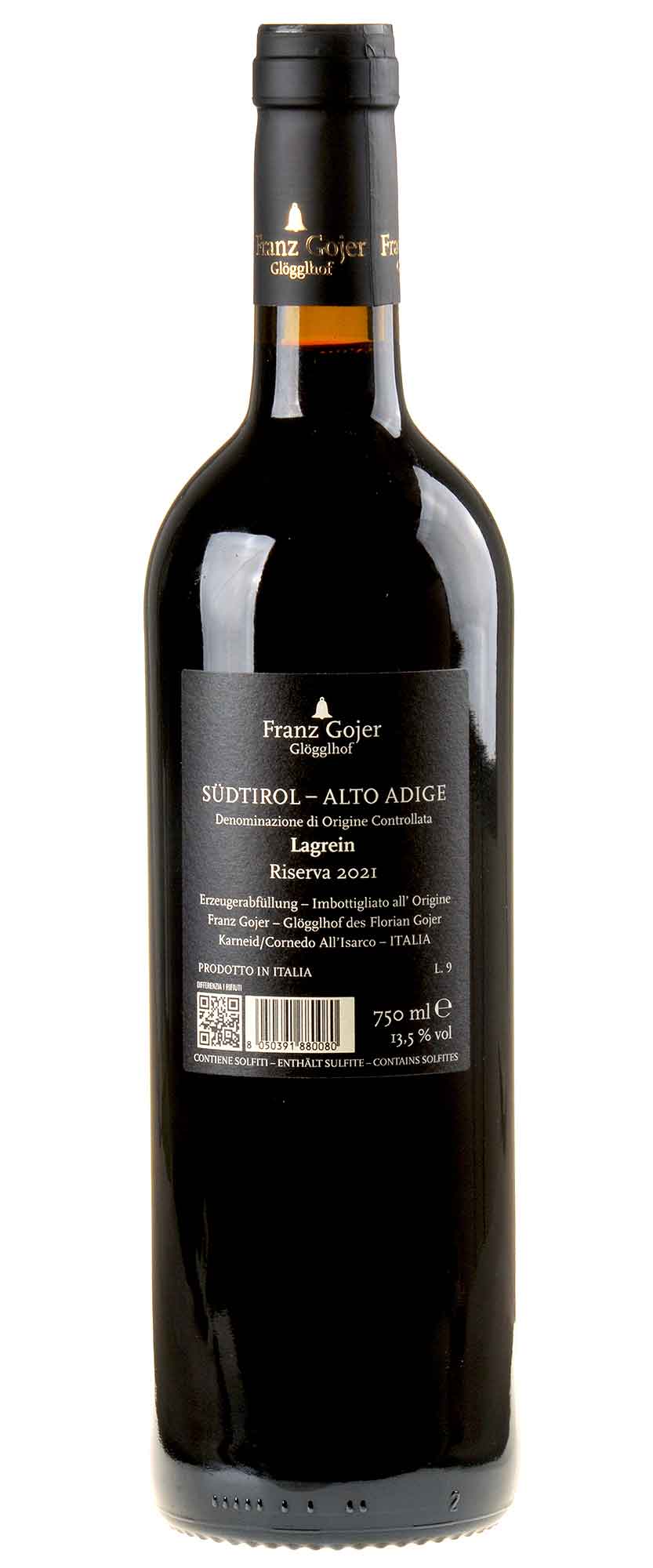Franz Gojer - Glögglhof Lagrein Riserva 2021 Rücketikett