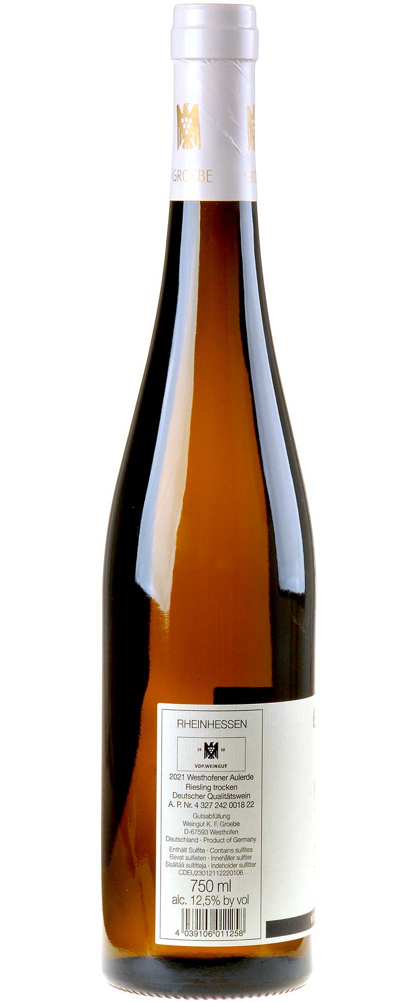 K.F. Groebe Riesling Aulerde GG 2021 Rücketikett