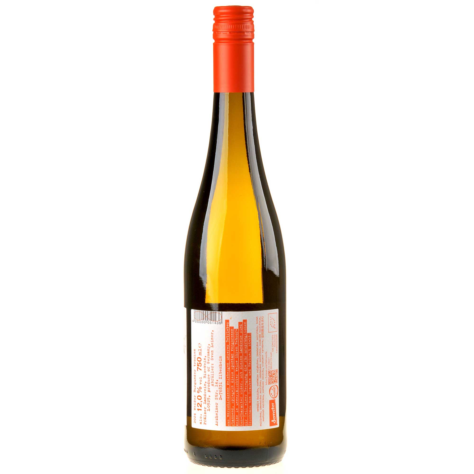 Weingut Leiner Weißer Burgunder Handwerk Bio 2024 Rücketikett